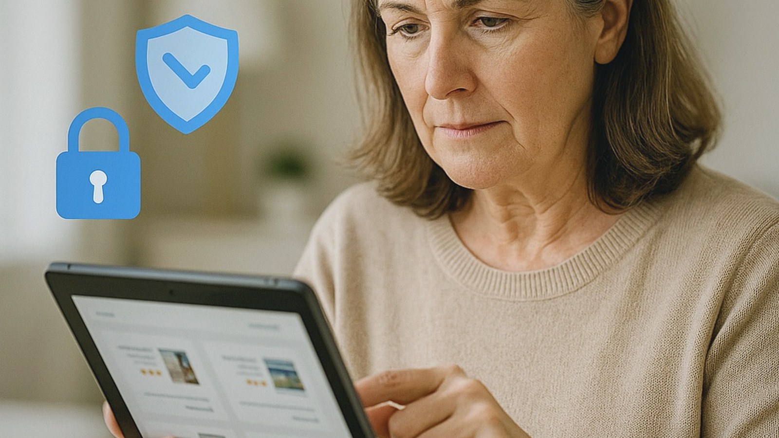 Senior woman confidently using laptop for online shopping